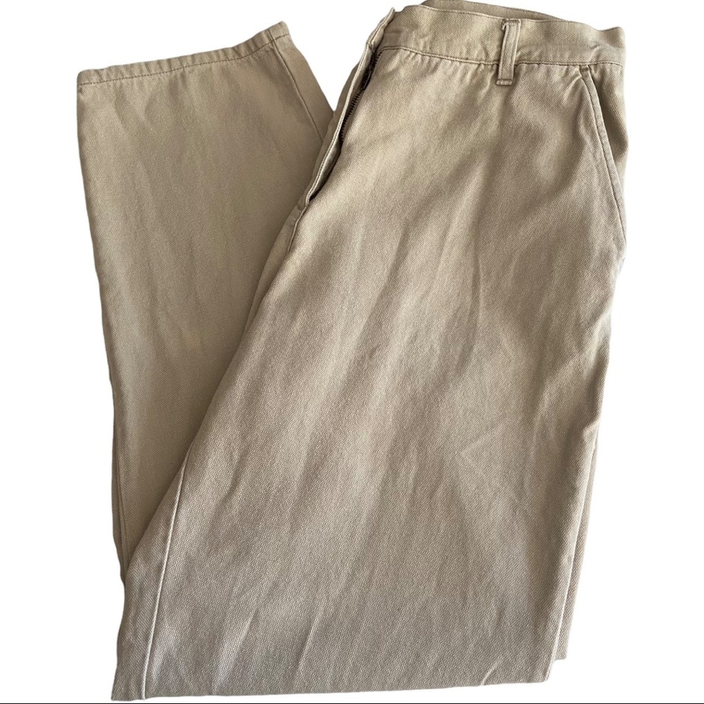 Woolrich Plus Size High Rise Button Closure Textured Khaki Cabincore Jeans